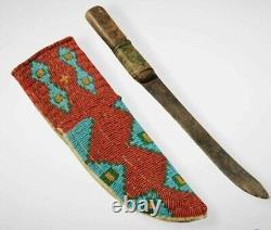 Native American Knife Cover Sioux Style Indian Beaded Leather Knife Sheath 09