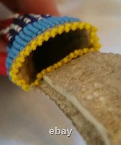 Native American Knife Pouch Hand Seed Beaded withAmerican Flag