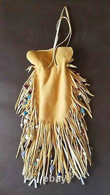 Native American Lakota Hide Trade Bead Pouch Medicine Bag Authentic