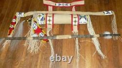 Native American Lakota Inspired Brain Tanned Leather Beaded Bow Case and Quiver