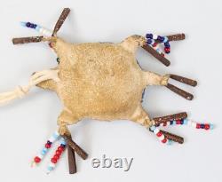 Native American Lakota Sioux Beaded Leather Turtle Umbilical Fetish Amulet
