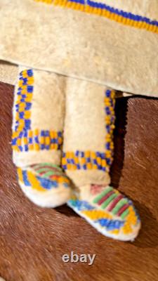 Native American Lakota (Sioux) Plains Beaded Doll 11 Late 1800s Handmade