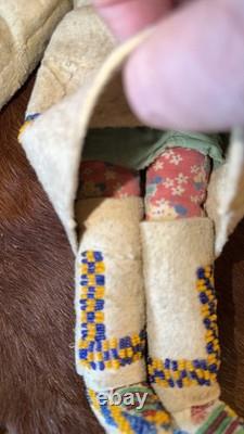 Native American Lakota (Sioux) Plains Beaded Doll 11 Late 1800s Handmade