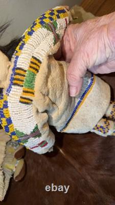 Native American Lakota (Sioux) Plains Beaded Doll 11 Late 1800s Handmade
