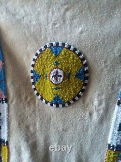 Native American Lakota Style Inspired Brain Tanned Leather Beaded Shirt