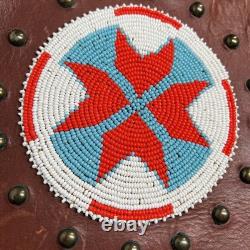 Native American Leather Crossbody Purse Bag Knife Sheath Strap Fringe Beaded