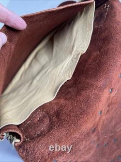 Native American Leather Crossbody Purse Bag Knife Sheath Strap Fringe Beaded