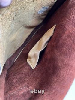 Native American Leather Crossbody Purse Bag Knife Sheath Strap Fringe Beaded