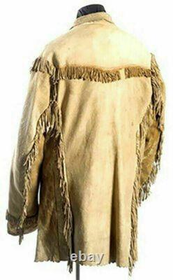Native American Men's Leather coat Mountain Man coat fringes