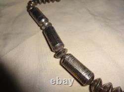 Native American NAVAJO Sterling Silver Graduated Beaded Fluted Necklace