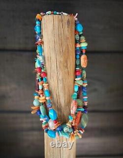 Native American Navajo 18 inch Turquoise Multi-Stone Treasure Bead Necklace