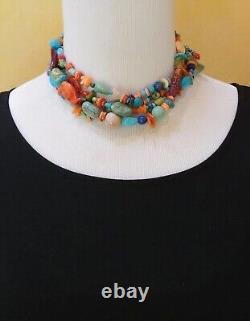 Native American Navajo 18 inch Turquoise Multi-Stone Treasure Bead Necklace