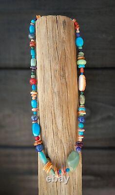 Native American Navajo 18 inch Turquoise Multi-Stone Treasure Bead Necklace