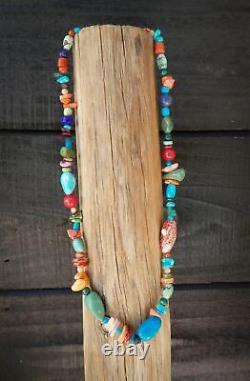 Native American Navajo 18 inch Turquoise Multi-Stone Treasure Bead Necklace