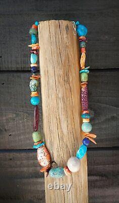 Native American Navajo 18 inch Turquoise Multi-Stone Treasure Bead Necklace