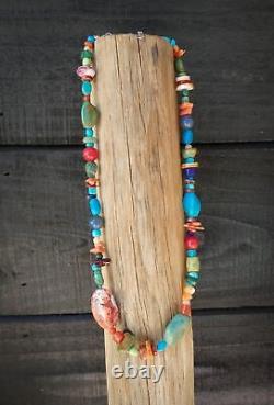 Native American Navajo 18 inch Turquoise Multi-Stone Treasure Bead Necklace