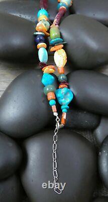 Native American Navajo 18 inch Turquoise Multi-Stone Treasure Bead Necklace