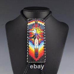 Native American Navajo Beaded Bolo Tie By Helen Dinae Native American Beadwork