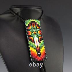 Native American Navajo Beaded Bolo Tie By Helen Dinae Native American Beadwork