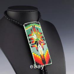 Native American Navajo Beaded Bolo Tie By Helen Dinae Native American Beadwork
