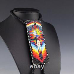 Native American Navajo Beaded Bolo Tie By Helen Dinae Native American Beadwork