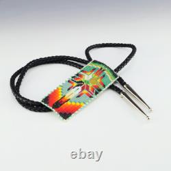 Native American Navajo Beaded Bolo Tie By Helen Dinae Native American Beadwork