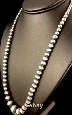 Native American Navajo Graduated Sterling Silver Bead Necklace 20