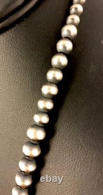 Native American Navajo Graduated Sterling Silver Bead Necklace 20