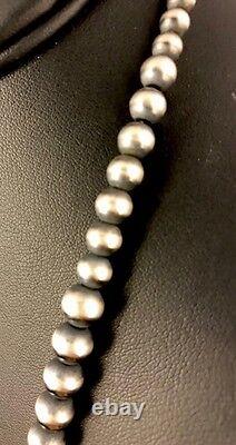 Native American Navajo Graduated Sterling Silver Bead Necklace 21
