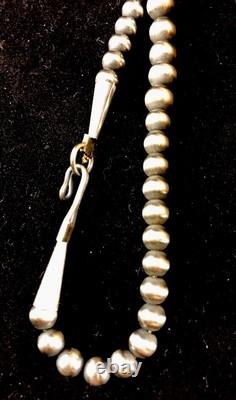 Native American Navajo Graduated Sterling Silver Bead Necklace 21