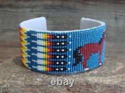 Native American Navajo Hand Beaded Horse Bracelet by Yazzie