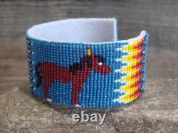 Native American Navajo Hand Beaded Horse Bracelet by Yazzie