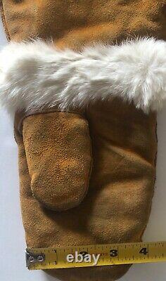 Native American Navajo Handmade Gauntlet Glove MittensLeather, Fur, Beads