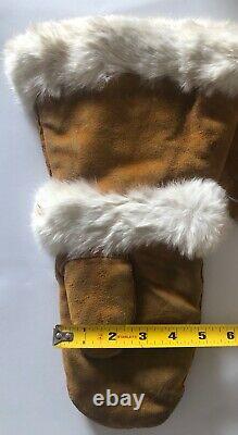 Native American Navajo Handmade Gauntlet Glove MittensLeather, Fur, Beads