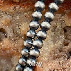 Native American Navajo Pearl Beads 4 mm Sterling Silver Necklace 18 For Women