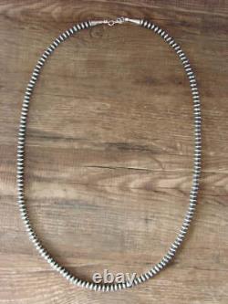 Native American Navajo Pearl Sterling Silver Saucer Bead 26 Necklace Jake