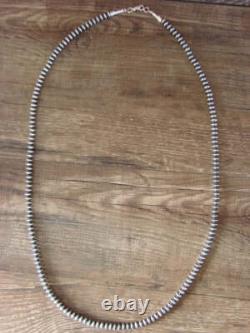 Native American Navajo Pearl Sterling Silver Saucer Bead 28 Necklace Doreen J