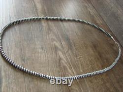 Native American Navajo Pearl Sterling Silver Saucer Bead 28 Necklace Doreen J