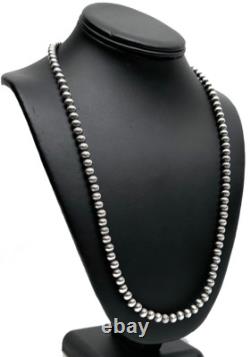 Native American Navajo Pearls 3mm Sterling Silver Bead Necklace 14 30