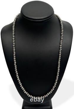 Native American Navajo Pearls 3mm Sterling Silver Bead Necklace 14 30