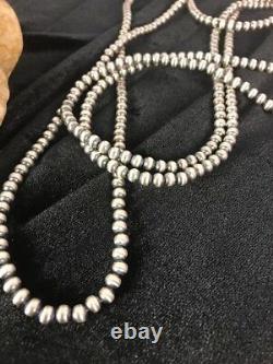 Native American Navajo Pearls 4 mm St Silver Bead Necklace 60 Sale Gift S422