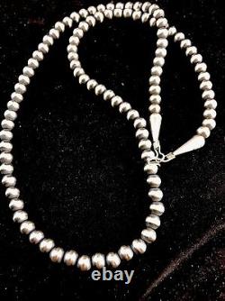Native American Navajo Pearls 4 mm Sterling Silver Bead Necklace 22 Sale 338