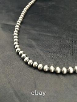 Native American Navajo Pearls 5 mm Sterling Silver Bead Necklace 30 in