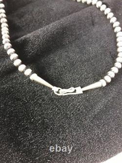 Native American Navajo Pearls 5 mm Sterling Silver Bead Necklace 60Sale Gift A5