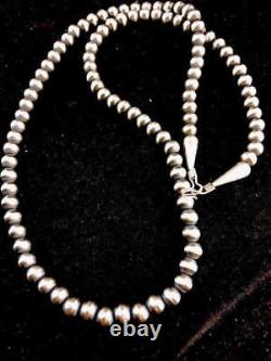 Native American Navajo Pearls 6mm Sterling Silver Bead Necklace 16-32