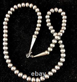 Native American Navajo Pearls 7mm Sterling Silver Bead Necklace 28 Sale