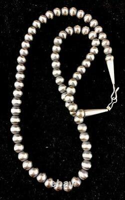 Native American Navajo Pearls 7mm Sterling Silver Bead Necklace 28 Sale