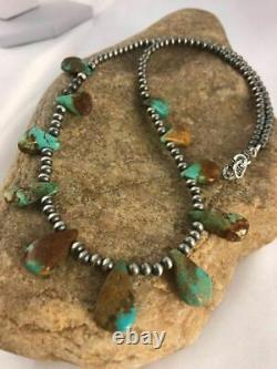 Native American Navajo Pearls St Silver Royston Turquoise Necklace Gift C A420