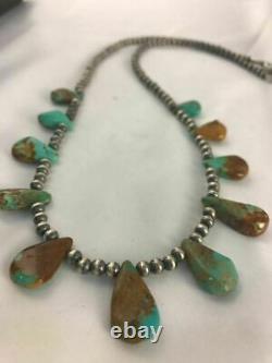 Native American Navajo Pearls St Silver Royston Turquoise Necklace Gift C A420