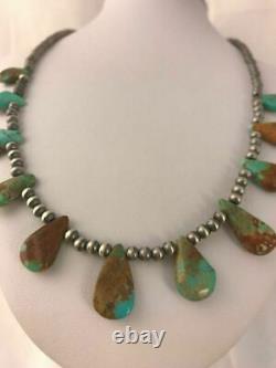 Native American Navajo Pearls St Silver Royston Turquoise Necklace Gift C A420